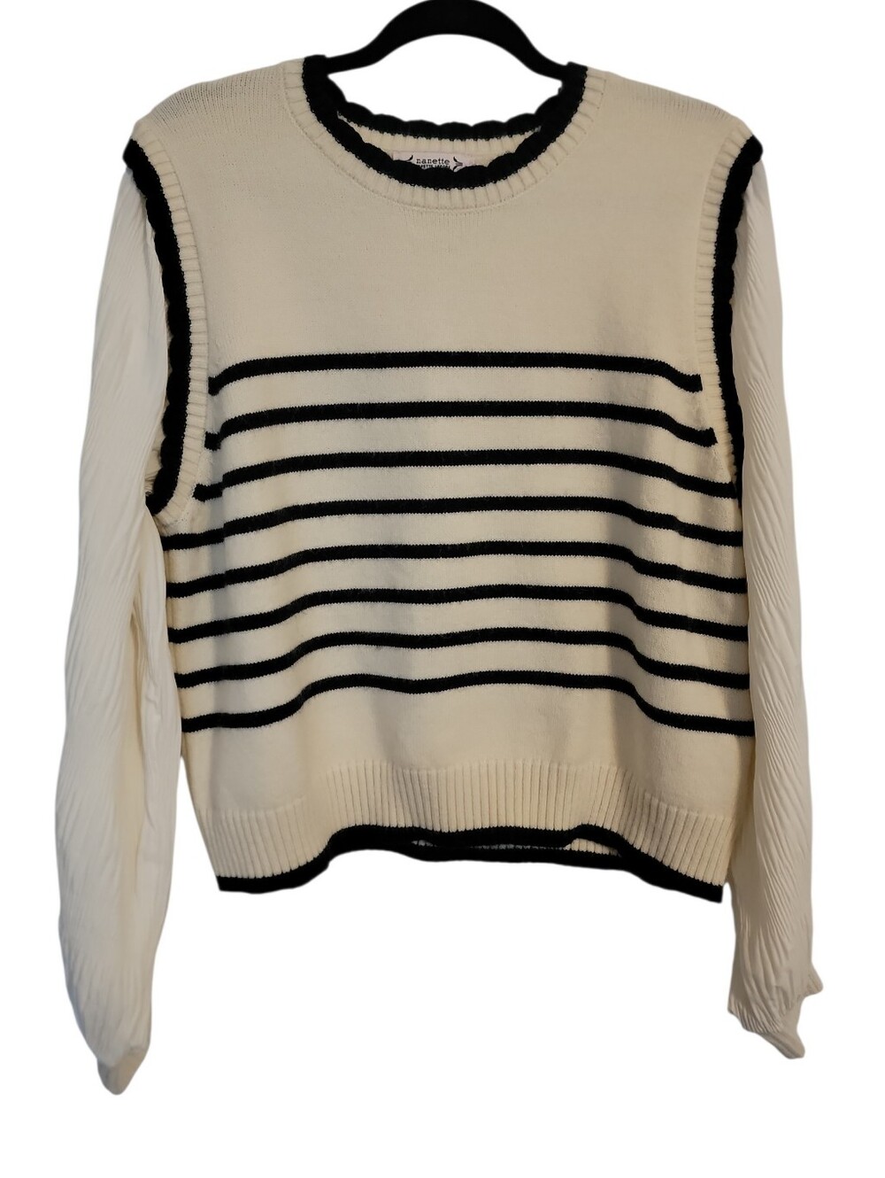 Nanette Lepore Cream Sleeveless Sweater with Long Sleeve Underlay